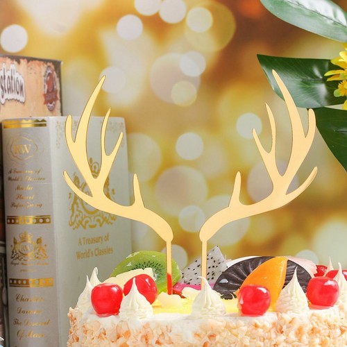 Acrylic cake topper gold deer - cake,