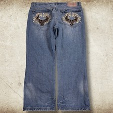 Vintage Phat Farm Jeans Mens 42x31 Blue Baggy Wide Leg Y2K Hip Hop Flap Pocket