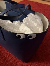 Anya Hindmarch Blue Ebury Leather ‘Eyes’ Tote Bag Made In Italy Brand New