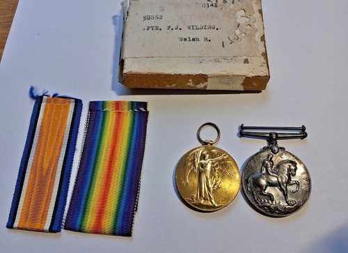 Ww1 medal pair welsh regiment - welsh,