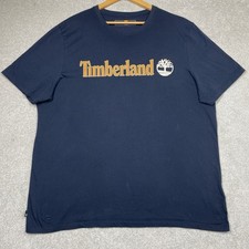 Timberland Men's Linear Logo T-Shirt Navy Spell Out 100% Cotton Size 3XL XXXL