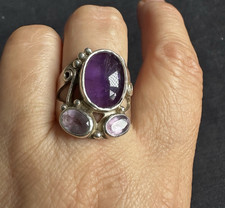 Crys Mark Sterling Silver Amethyst   Ring -UK Size O/p