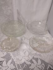 4 Clear Pressed Glass Snack, Nibble Dishes Bonbon Dishes Etc...Mixed Job Lot