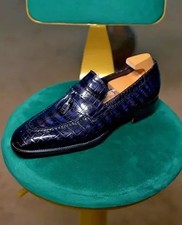 Handmade Men Blue Crocodile