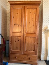 Solid Pine M&S Double Wardrobe With Internal Mirror, Drawer and internal shelf