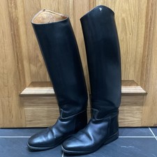 Petrie Black Leather Handmade Pull On Dressage Equestrian Riding Boots Size 6M