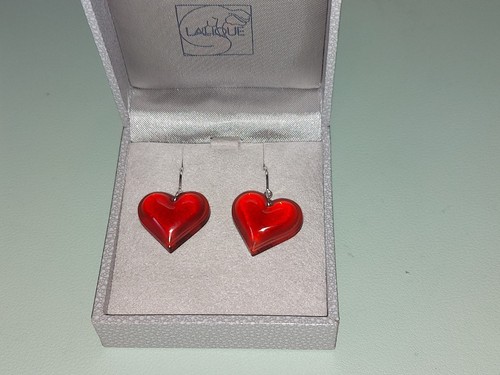 Lalique red heart drop - ,