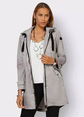 Coat grey hooded - , long