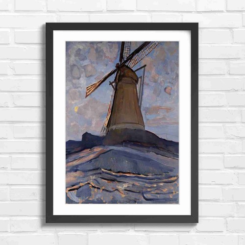 Vintage dutch windmill - vintage, moon