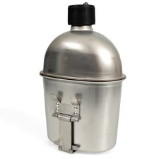 Reproduction WW2 US Army Stainless Steel M1910 Pattern Water Bottle and Cup