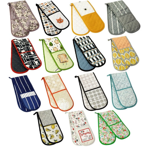 Double oven gloves - double, cotton