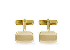 9ct Yellow Gold Rectangle/Oval  Swivel Cufflinks - Free Engraving