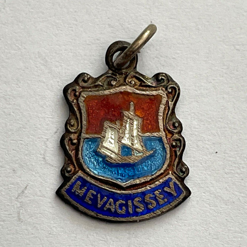 Silver enamelled shield charm - shield,