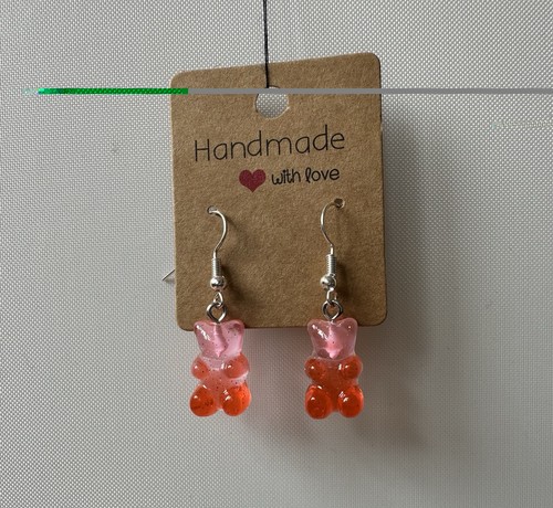 Gummy bear earrings pink - bear, and