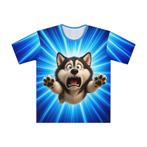 Cartoon husky flying through - cartoon,