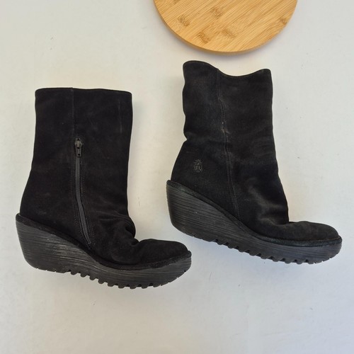 Fly london wedge boots black - london,
