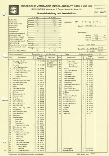 Data sheet setting solex - setting,