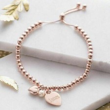 Rose Gold Slider Bracelet ENGRAVED Personalised Jewellery Birthday Christmas