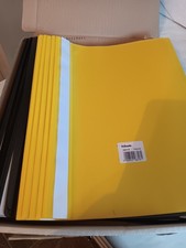 Box of 38 black and 7 yellow plastic folders/wallets
