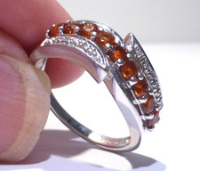 Fire Opal Diamond Ring 9ct Gold 0.73ctw UK Hallmark in Gift Box