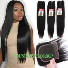 Mega Thick Virgin Human Hair Weft 3BUNDLES with LACE CLOSURE Brazilian 8A Weaves