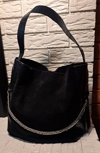 Topshop black laurie hobo - black,