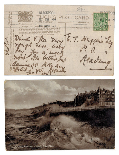 Vintage postcard rough - rough, sea