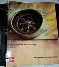 Managerial Accounting. ACCT 2112 & 3 Ring Binder. Paperback. College Level Book.