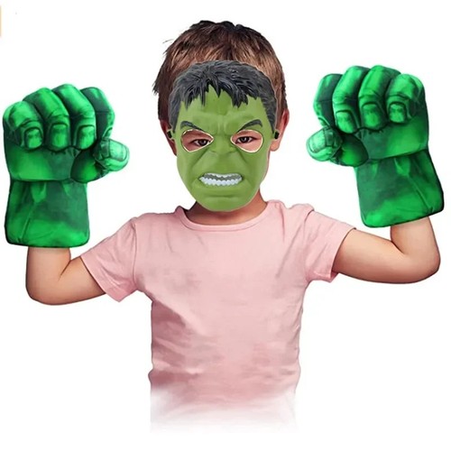 Kids green superhero gloves - green,