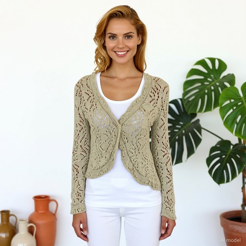 Boho cottage cardigan beige - boho,