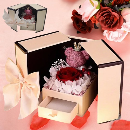 Preserved red rose - red, box