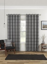 Blackout Ring Top Curtains Eyelet Thick Curtain Pair Thermal Ready Made Red Grey