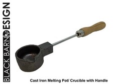 Cast iron melting pot crucible dish with wooden handle for gold silver brass  