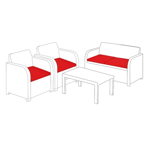 Red 4pc outdoor rattan - red,