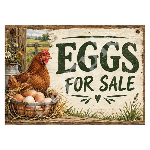 Eggs for sale sign - sale, metal
