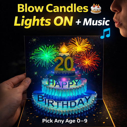 Led musical birthday - led, card