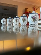 Vintage French Art Deco Porcelain kitchen containers c1930s