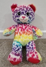 Build A Bear Workshop Rainbow Leopard print Cat Plush Soft Toy 16" BABW