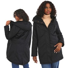 Ladies Brave Soul Fishtail Fur Lined Parka Coat Placket Detail & Waist Adjuster