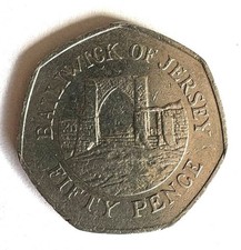 1997 Bailiwick of Jersey 50p coin. Circulated "FREE POSTAGE"
