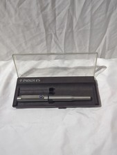 PARKER 25 Blue Steel Fountain Pen Fine Pt & Converter England