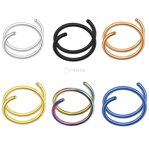 Double spiral ring stainless - double,