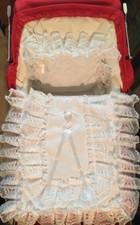 SILVER CROSS POPPY RED DOLLS PRAM, BAG, SHOPPING TRAY, MATTRESS,SHEET, PRAM SET