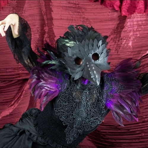 Purple raven feather lace - feather,