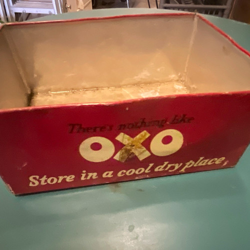Vintage oxo tin red there - tin, "there's