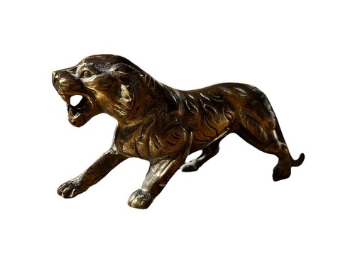 Vintage brass figurine tiger - vintage,
