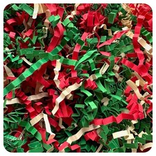 ShredAstic® Christmas Shredded Paper Green Red Cream Mix Zigzag Hamper Fill Xmas