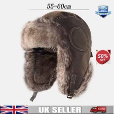 Leather Ushanka Trapper Hat -