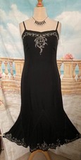 Evening Dress 12 Kaliko Black Silk Silver Beaded Sequin Flapper 1920s Gatsby