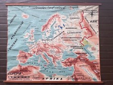 Rare vintage map of EUROPE  screen printed in Belgium roll down school map